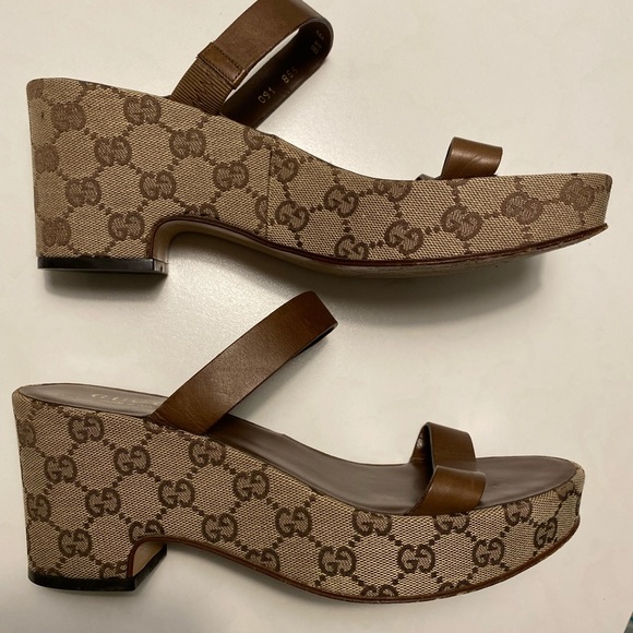 Gucci Shoes - Gucci authentic leather and canvas wedges